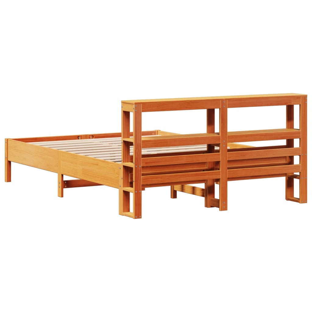 Cadre de lit sans matelas cire marron 160x200cm bois pin massif - XIOS