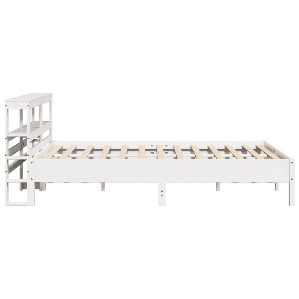 Cadre de lit sans matelas blanc 150x200 cm bois de pin massif - XIOS