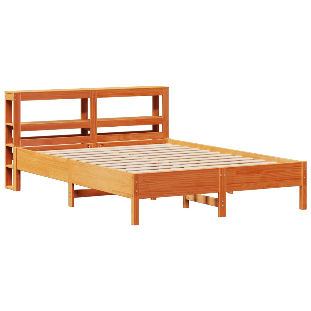 Cadre de lit sans matelas cire marron 150x200cm bois pin massif - XIOS
