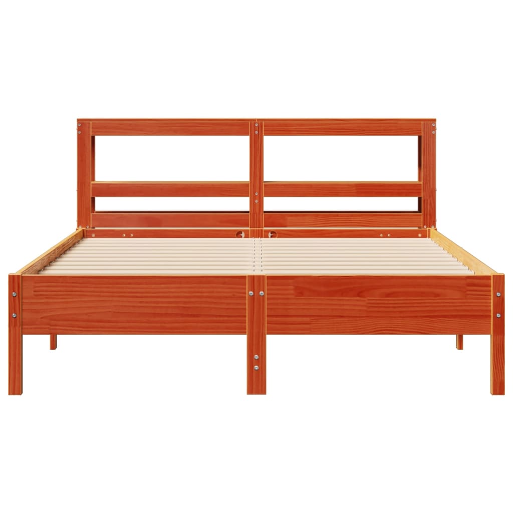 Cadre de lit sans matelas cire marron 150x200cm bois pin massif - XIOS