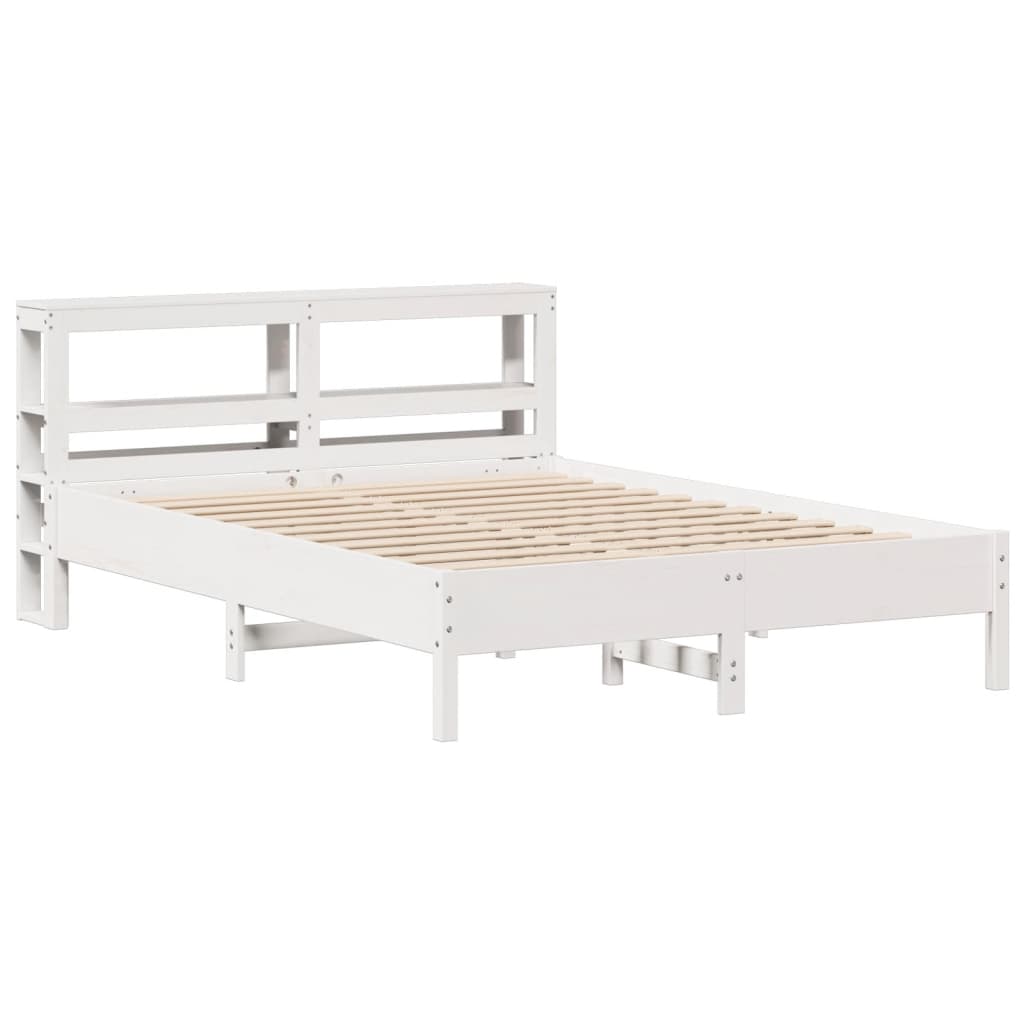 Cadre de lit sans matelas blanc 140x200 cm bois de pin massif - XIOS