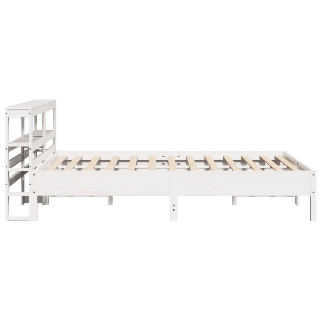 Cadre de lit sans matelas blanc 140x200 cm bois de pin massif - XIOS