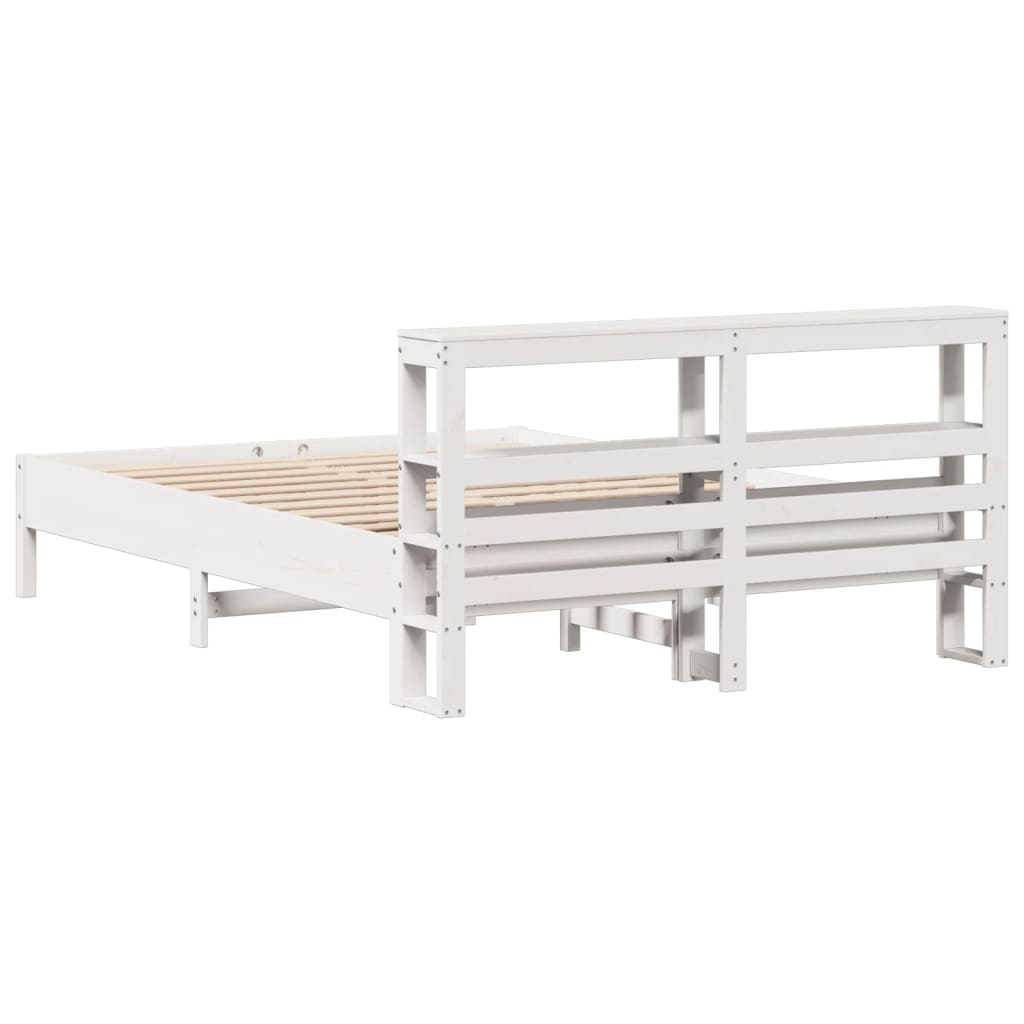 Cadre de lit sans matelas blanc 140x200 cm bois de pin massif - XIOS