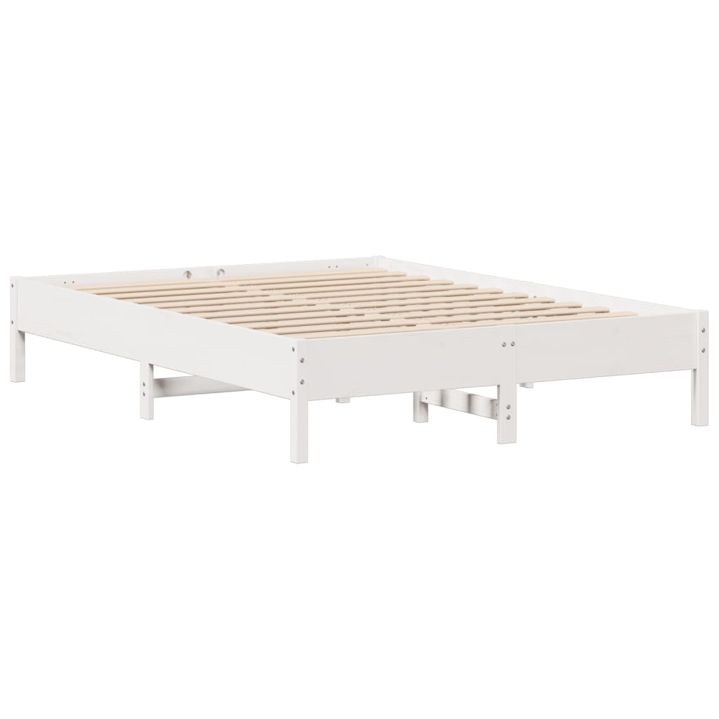 Cadre de lit sans matelas blanc 140x200 cm bois de pin massif - XIOS