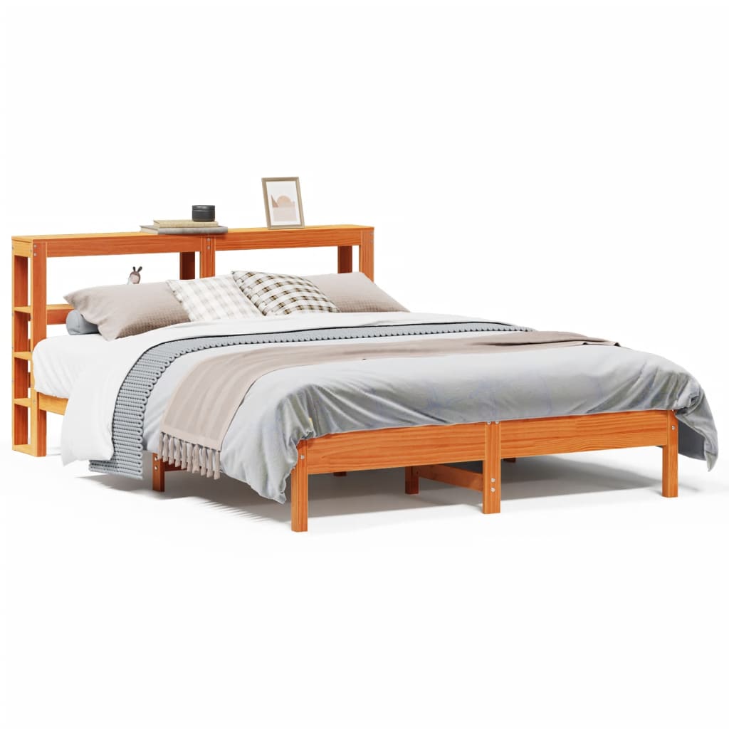 Cadre de lit sans matelas cire marron 140x200cm bois pin massif - XIOS