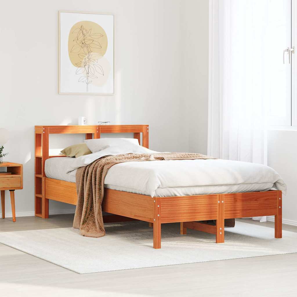 Cadre de lit sans matelas cire marron 120x200cm bois pin massif - XIOS