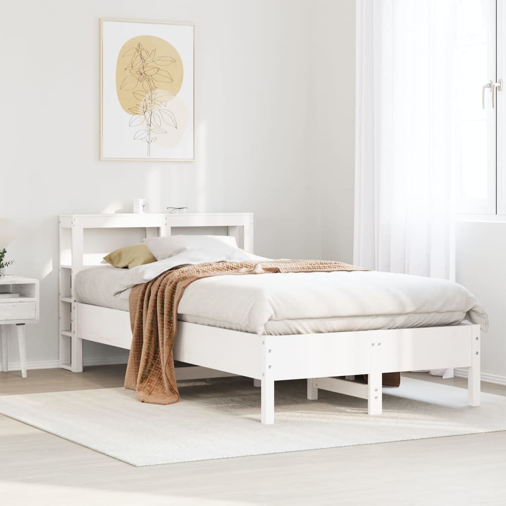 Cadre de lit sans matelas blanc 90x200 cm bois de pin massif - XIOS
