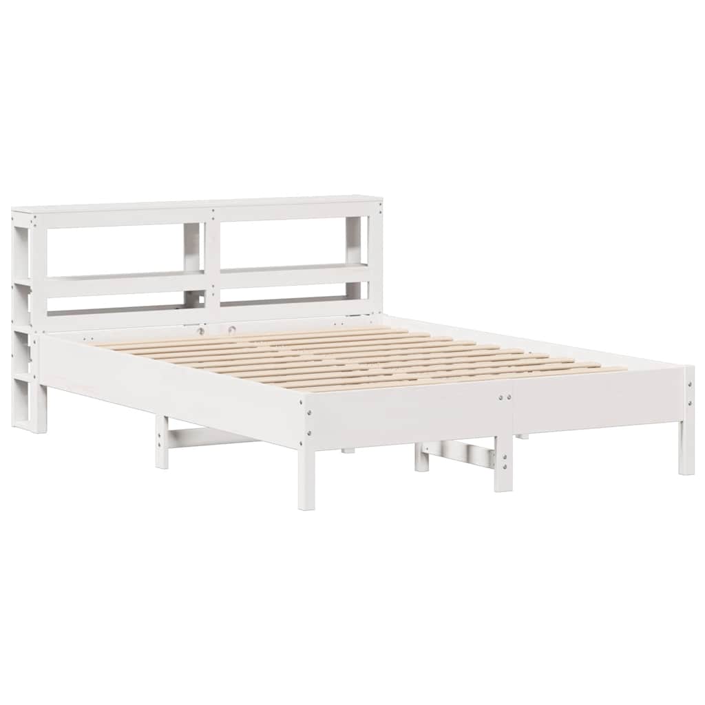 Cadre de lit sans matelas blanc 140x190 cm bois de pin massif - XIOS