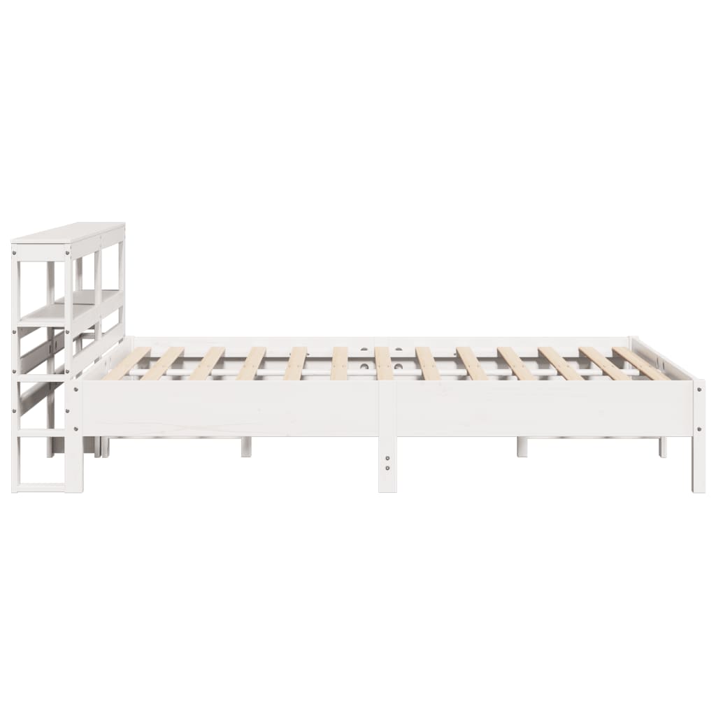 Cadre de lit sans matelas blanc 140x190 cm bois de pin massif - XIOS
