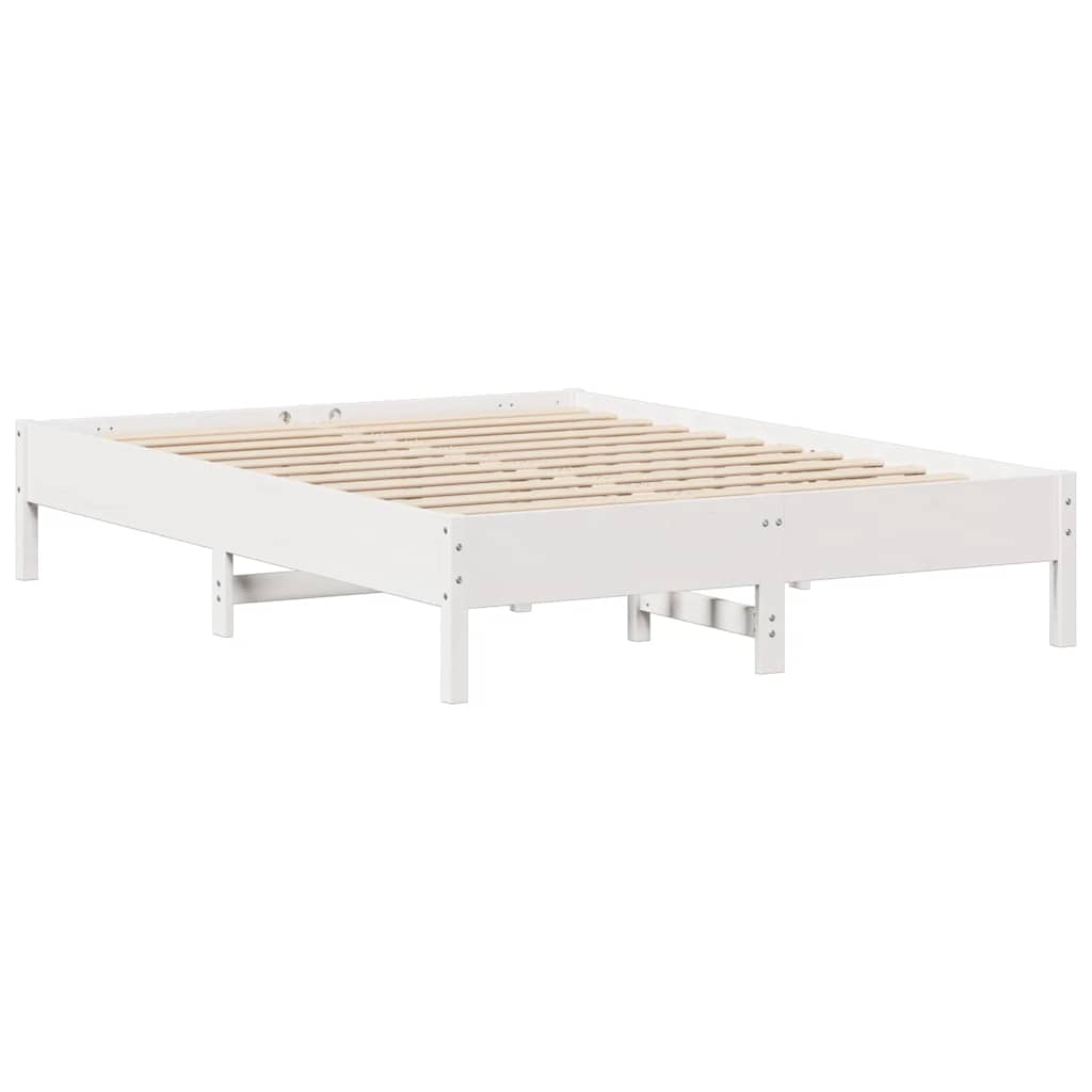Cadre de lit sans matelas blanc 140x190 cm bois de pin massif - XIOS