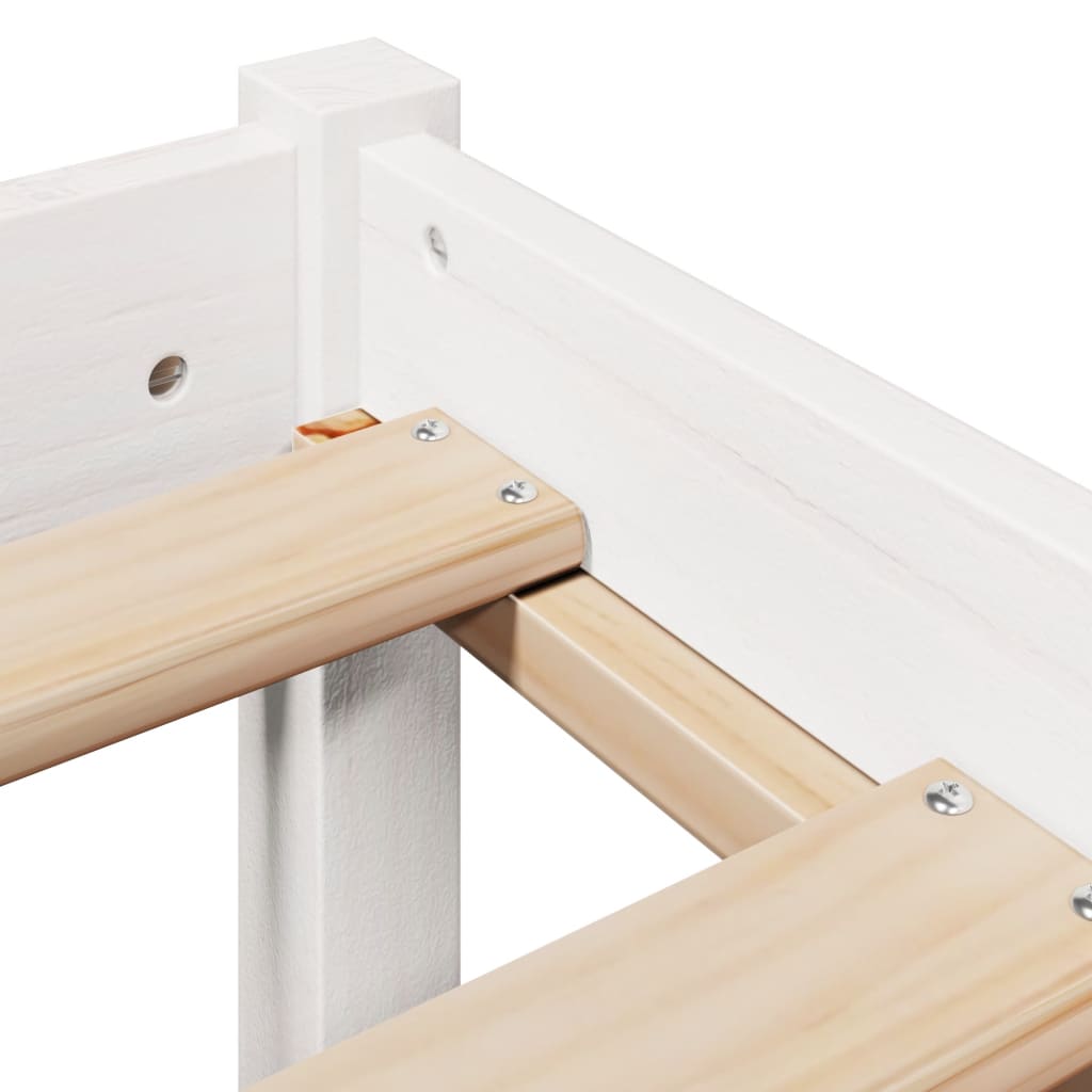 Cadre de lit sans matelas blanc 140x190 cm bois de pin massif - XIOS