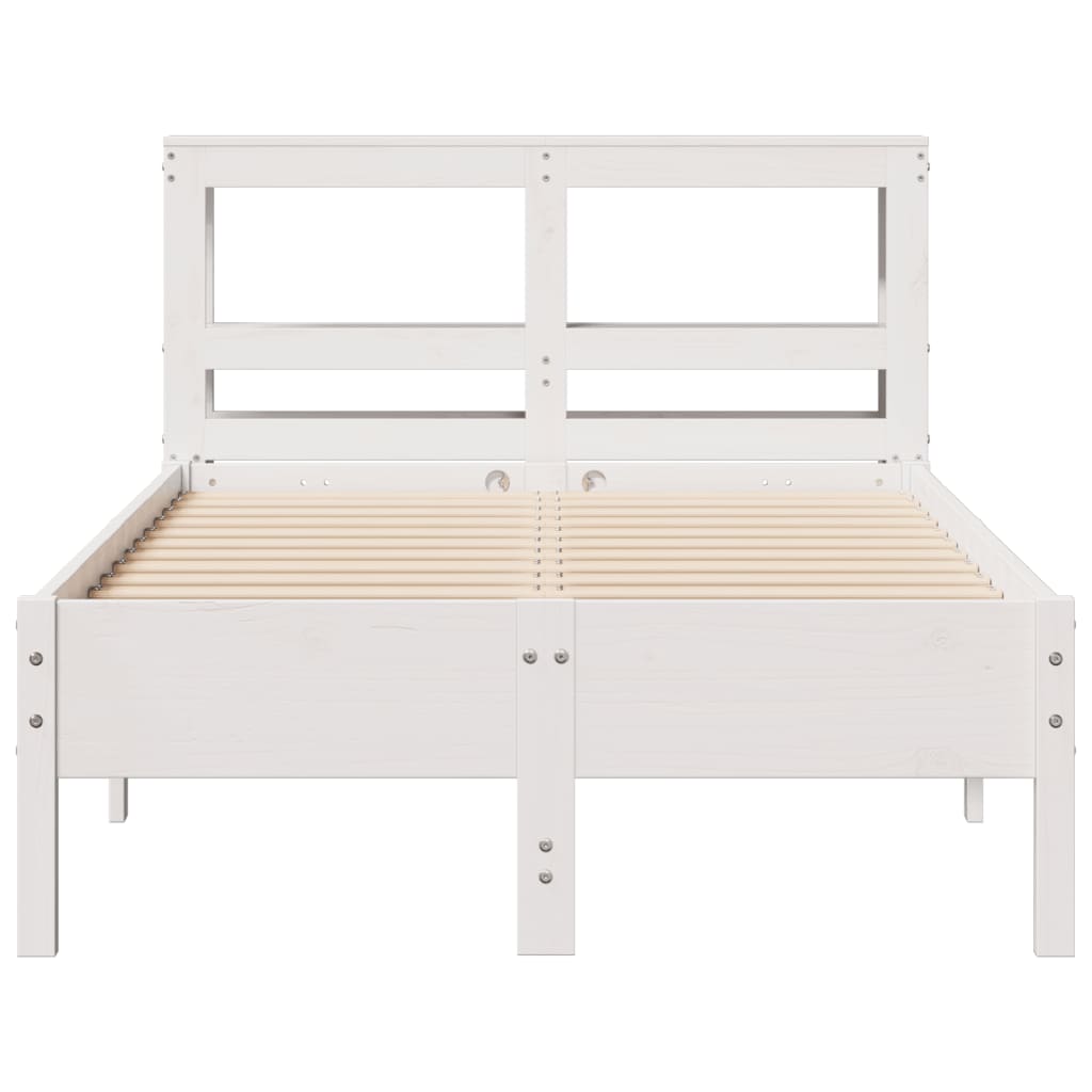 Cadre de lit sans matelas blanc 120x190 cm bois de pin massif - XIOS