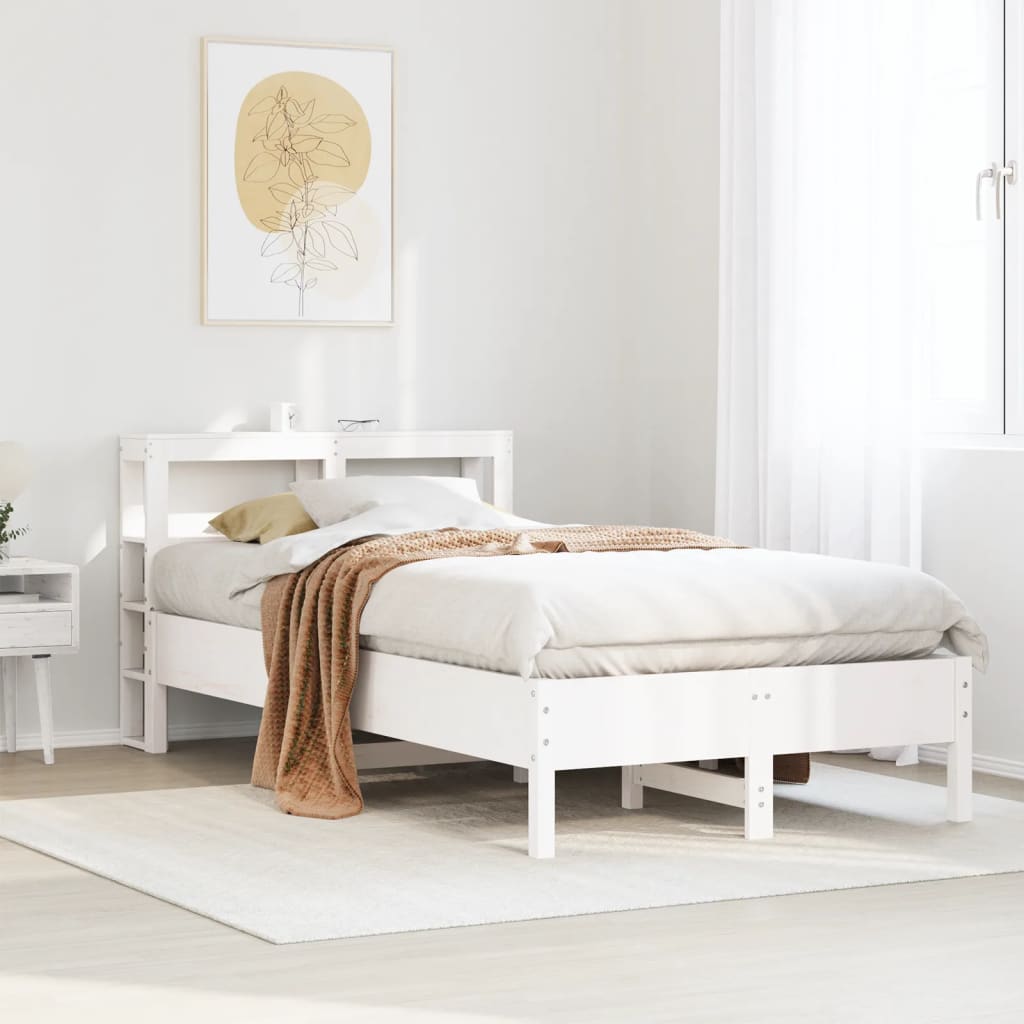 Cadre de lit sans matelas blanc 120x190 cm bois de pin massif - XIOS