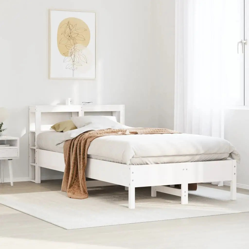 Cadre de lit sans matelas blanc 120x190 cm bois de pin massif - XIOS