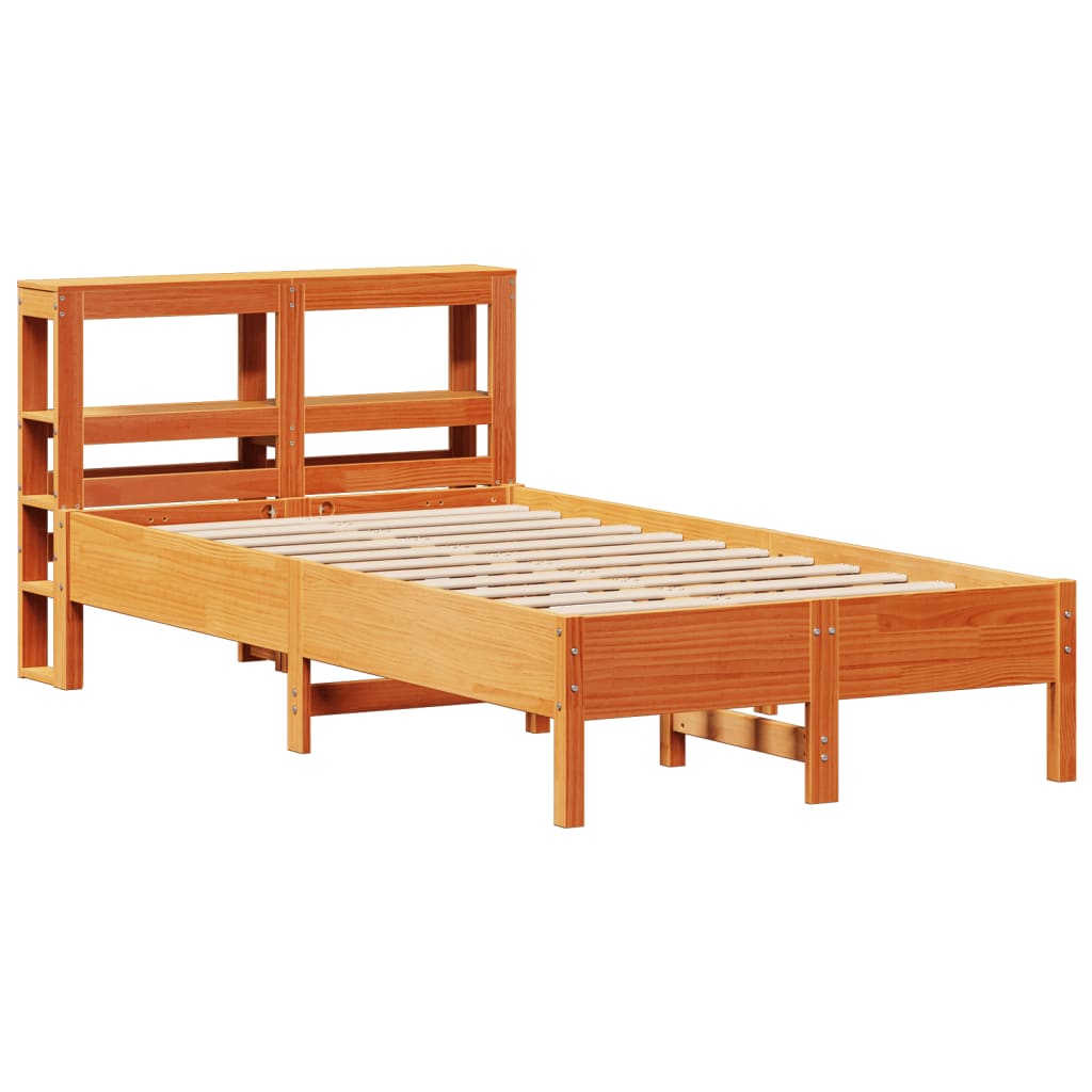 Cadre de lit sans matelas cire marron 120x190cm bois pin massif - XIOS