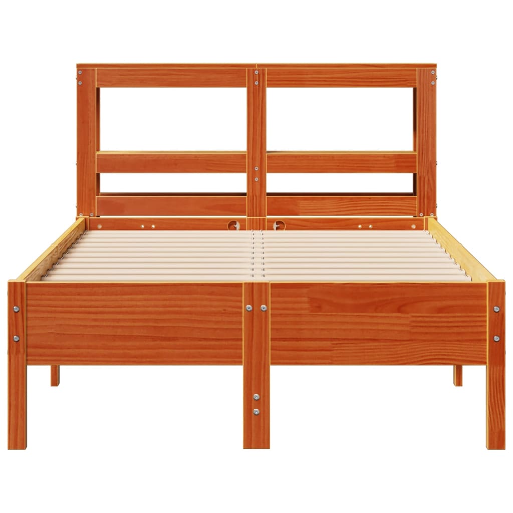 Cadre de lit sans matelas cire marron 120x190cm bois pin massif - XIOS
