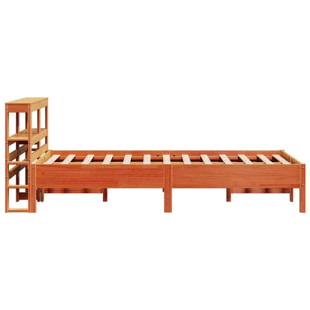 Cadre de lit sans matelas cire marron 120x190cm bois pin massif - XIOS