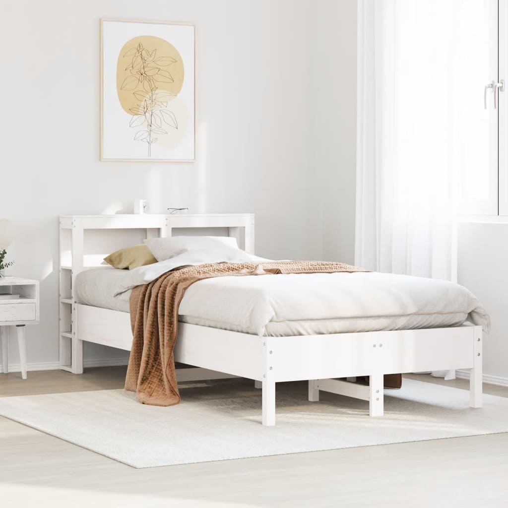 Cadre de lit sans matelas blanc 90x190 cm bois de pin massif - XIOS