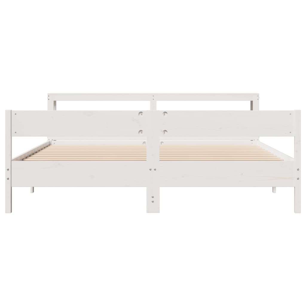 Cadre de lit sans matelas blanc 200x200 cm bois massif de pin - XIOS