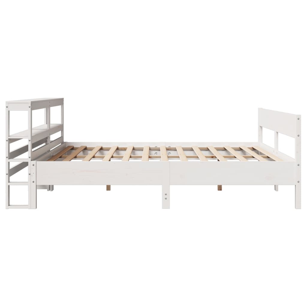 Cadre de lit sans matelas blanc 200x200 cm bois massif de pin - XIOS