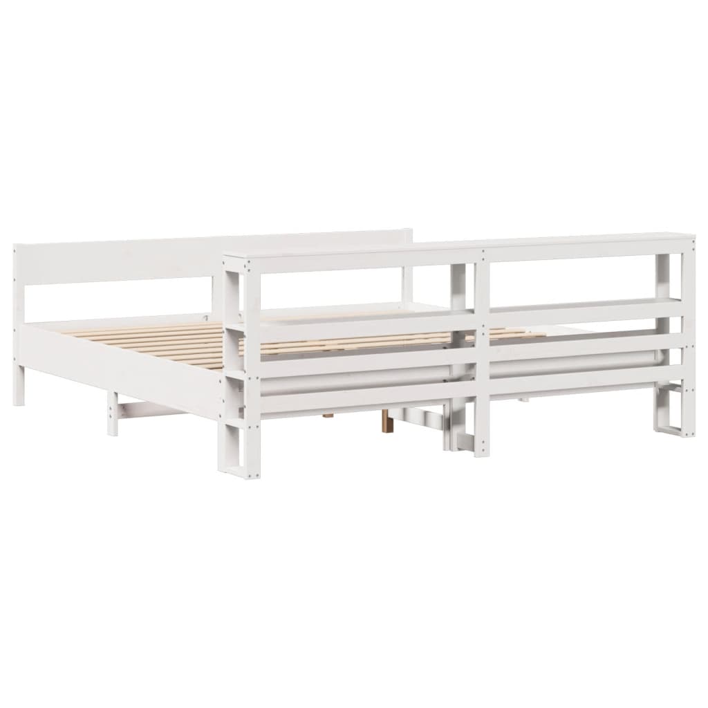 Cadre de lit sans matelas blanc 200x200 cm bois massif de pin - XIOS