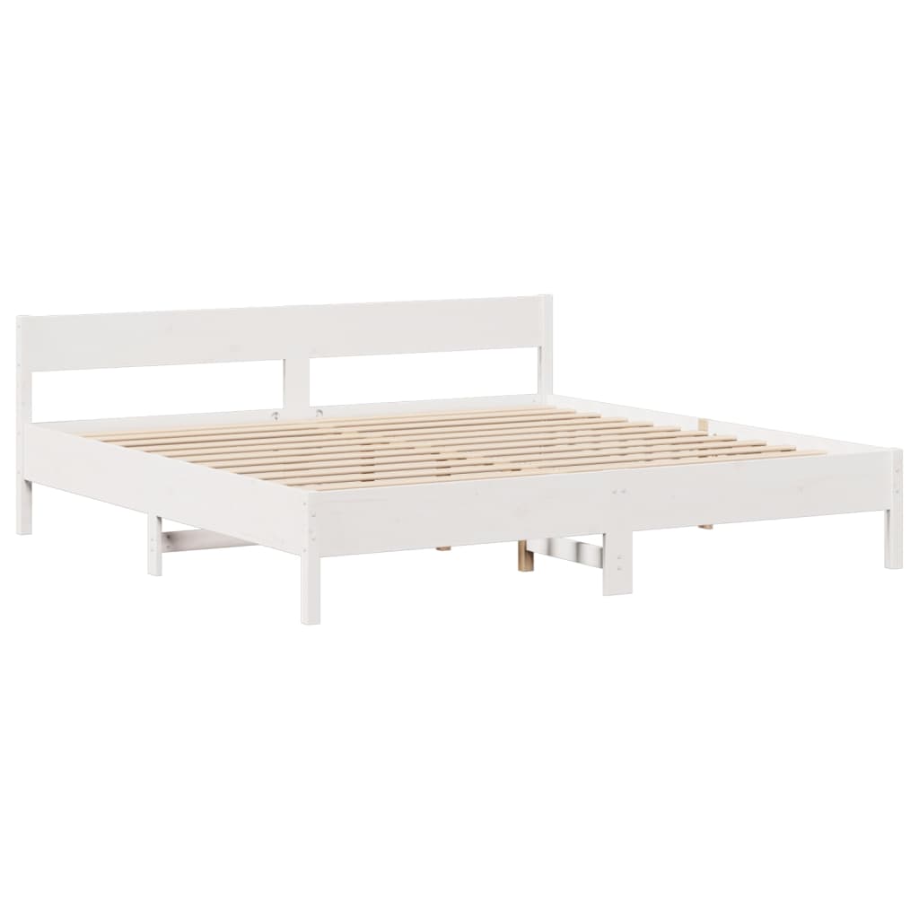 Cadre de lit sans matelas blanc 200x200 cm bois massif de pin - XIOS