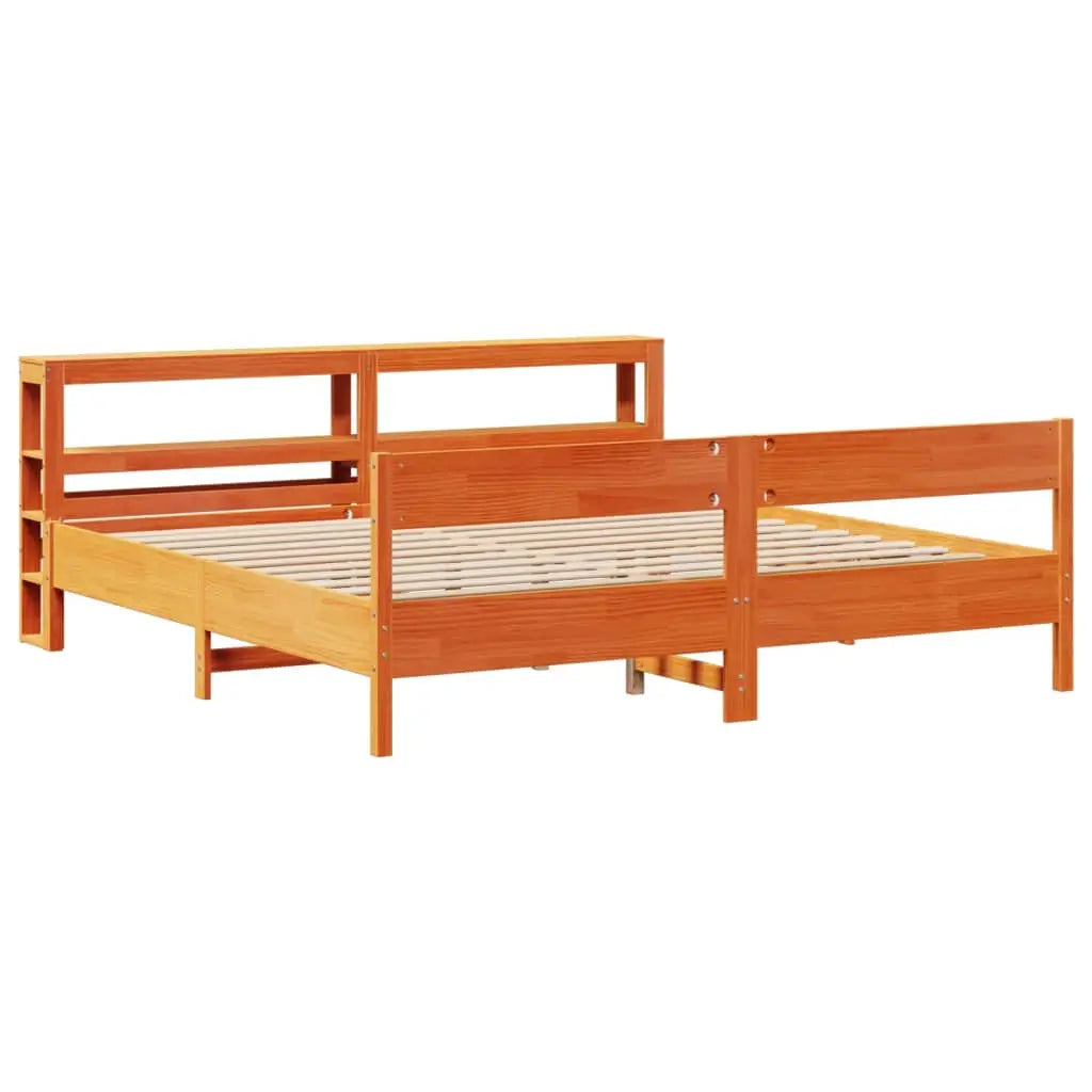 Cadre de lit sans matelas cire marron 180x200cm bois pin massif - XIOS