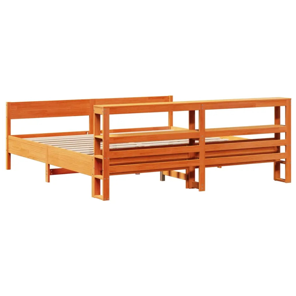 Cadre de lit sans matelas cire marron 180x200cm bois pin massif - XIOS