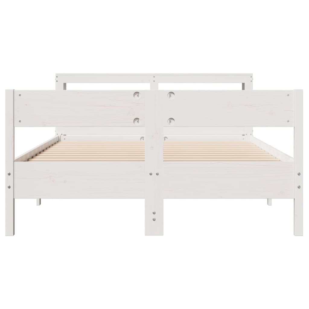 Cadre de lit sans matelas blanc 150x200 cm bois de pin massif - XIOS
