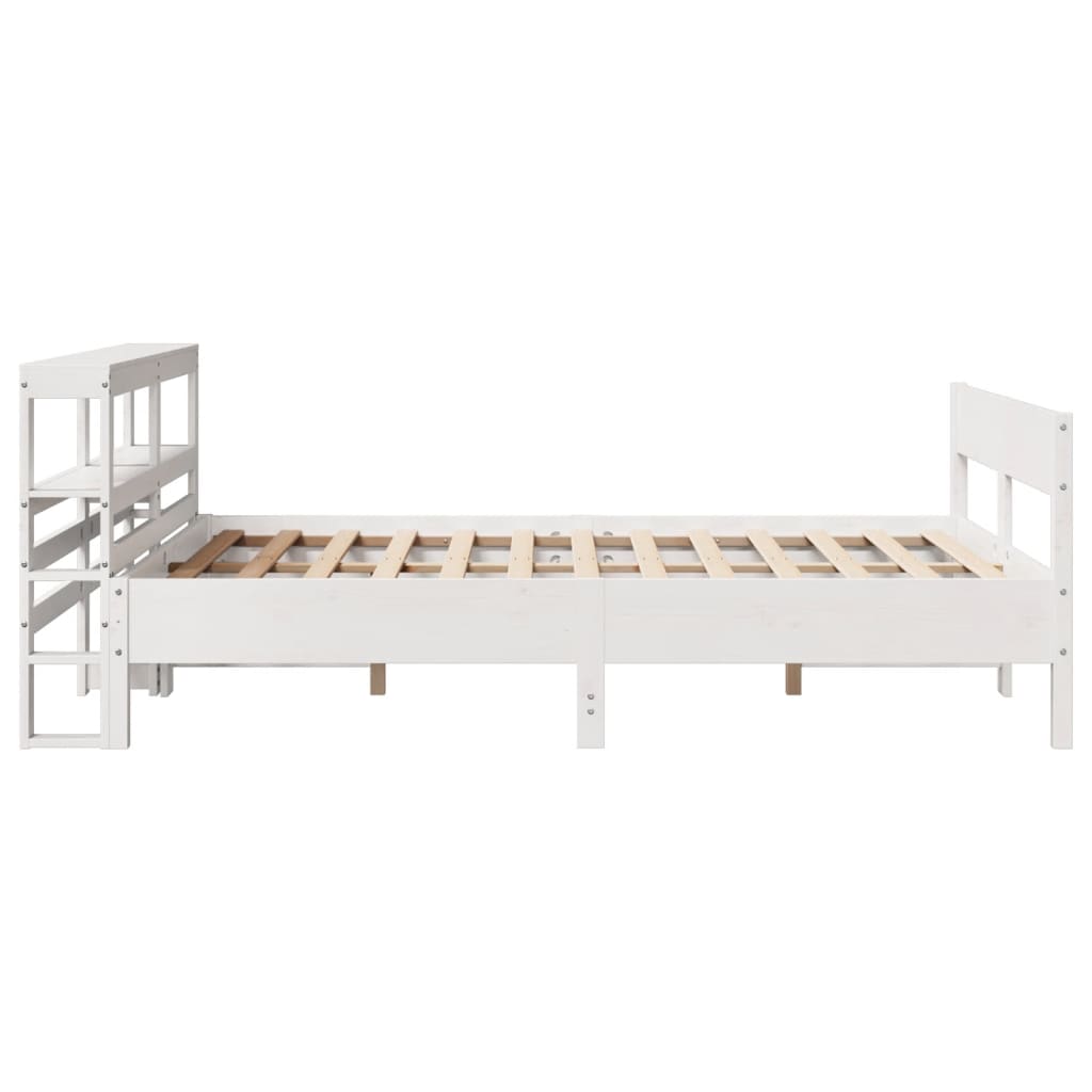 Cadre de lit sans matelas blanc 150x200 cm bois de pin massif - XIOS