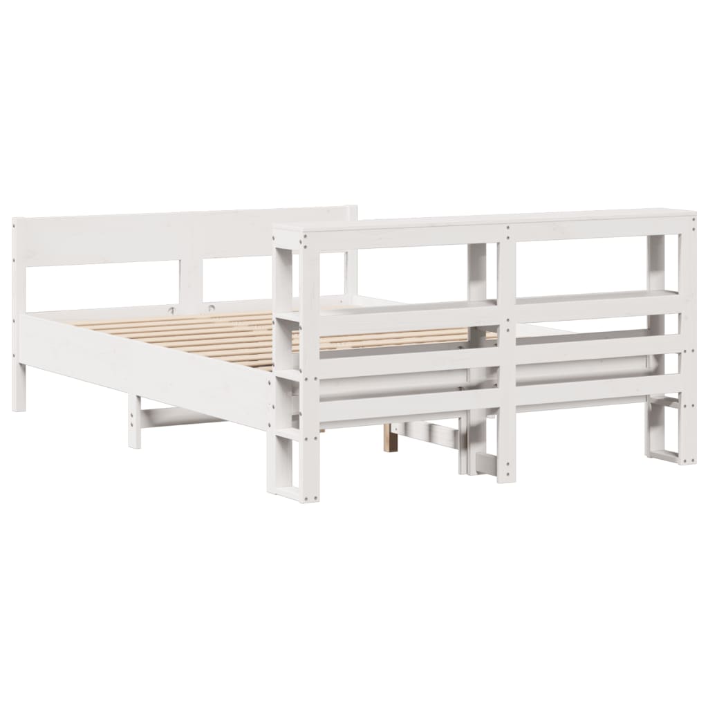 Cadre de lit sans matelas blanc 150x200 cm bois de pin massif - XIOS