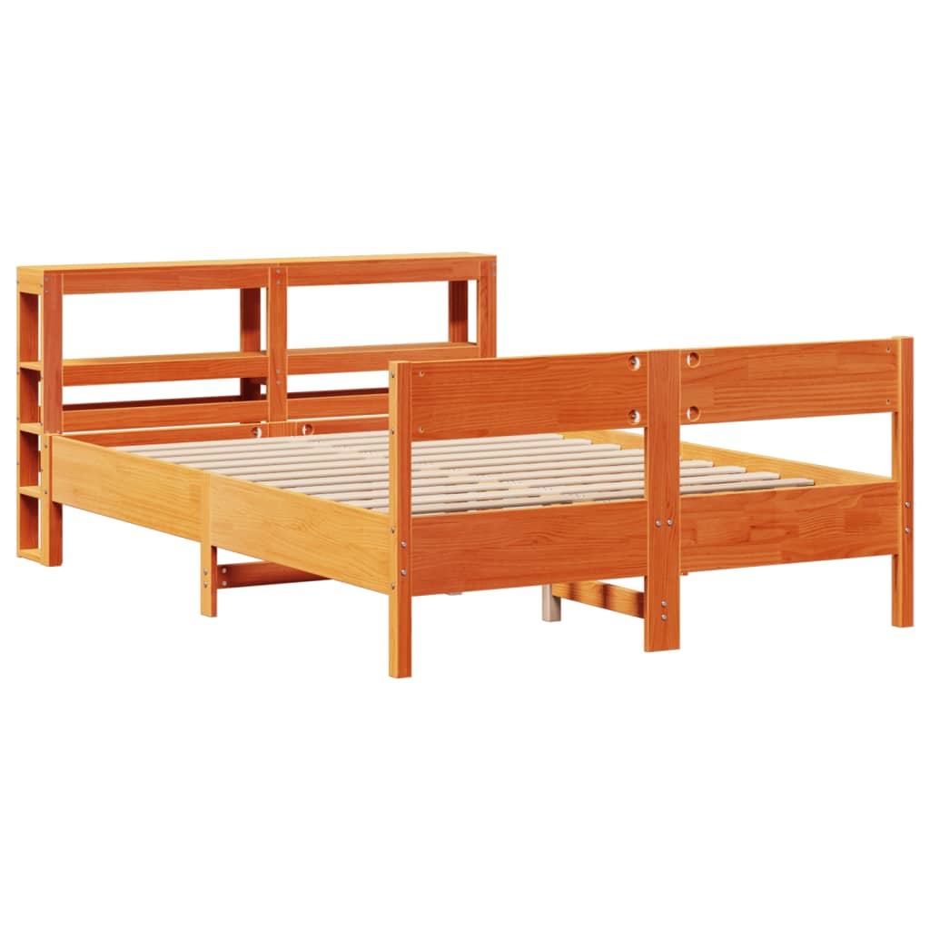 Cadre de lit sans matelas cire marron 150x200cm bois pin massif - XIOS