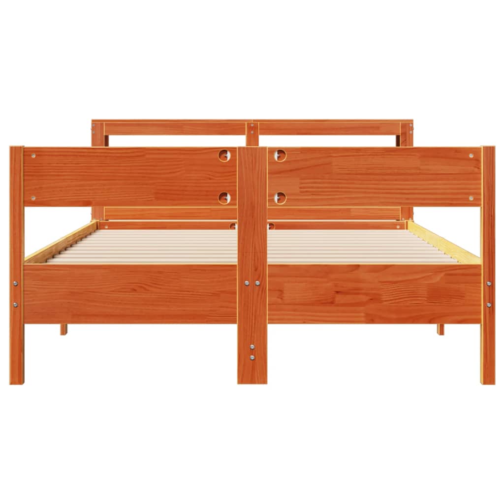 Cadre de lit sans matelas cire marron 150x200cm bois pin massif - XIOS