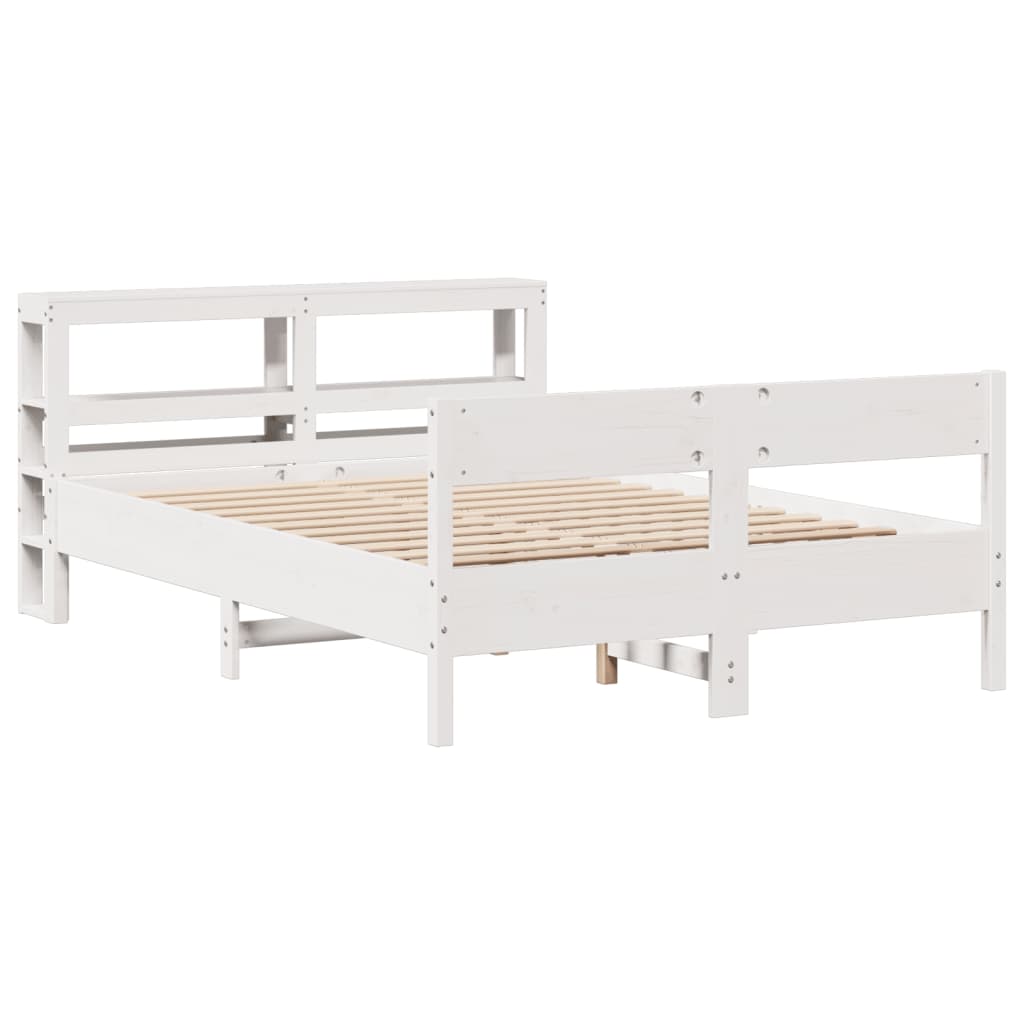 Cadre de lit sans matelas blanc 140x200 cm bois de pin massif - XIOS