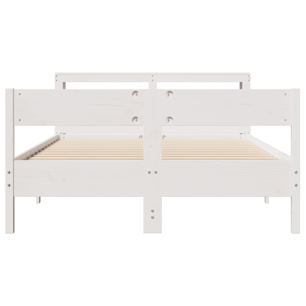 Cadre de lit sans matelas blanc 140x200 cm bois de pin massif - XIOS
