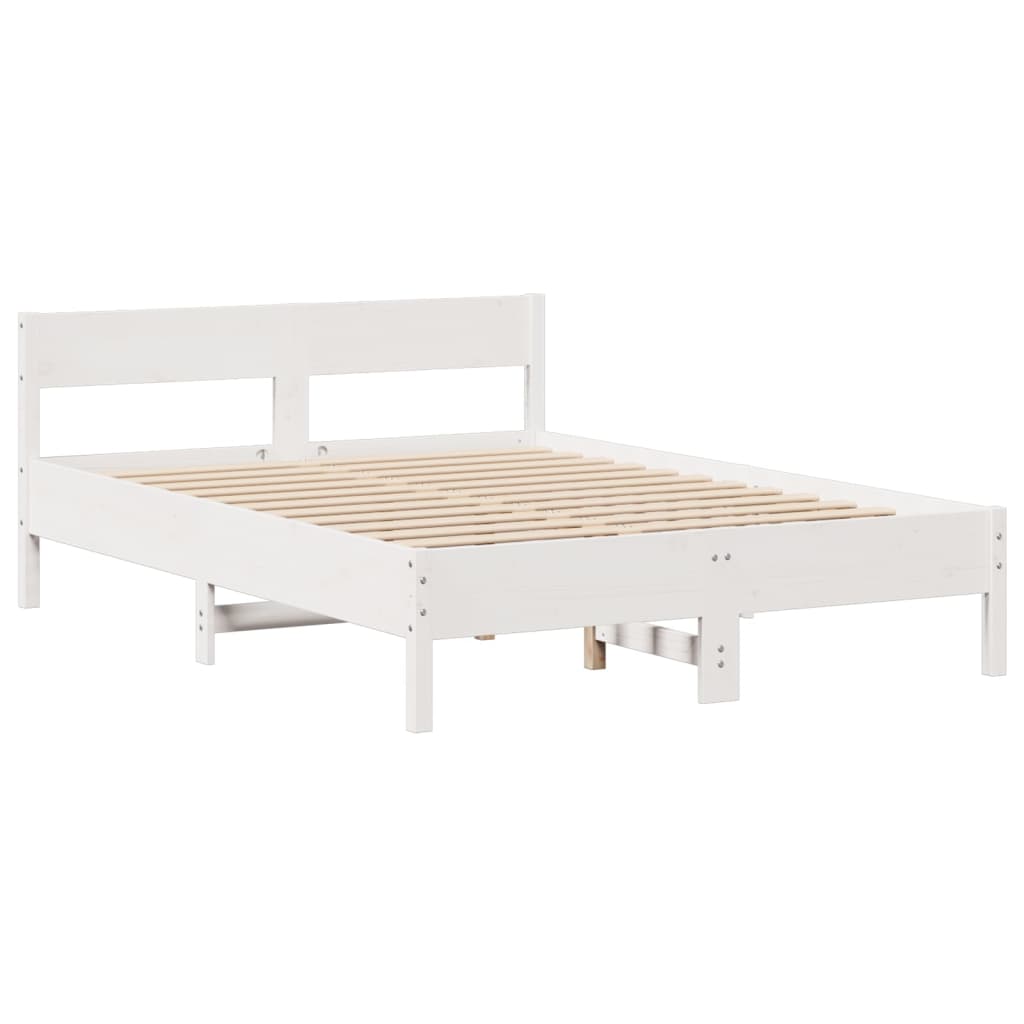 Cadre de lit sans matelas blanc 140x200 cm bois de pin massif - XIOS