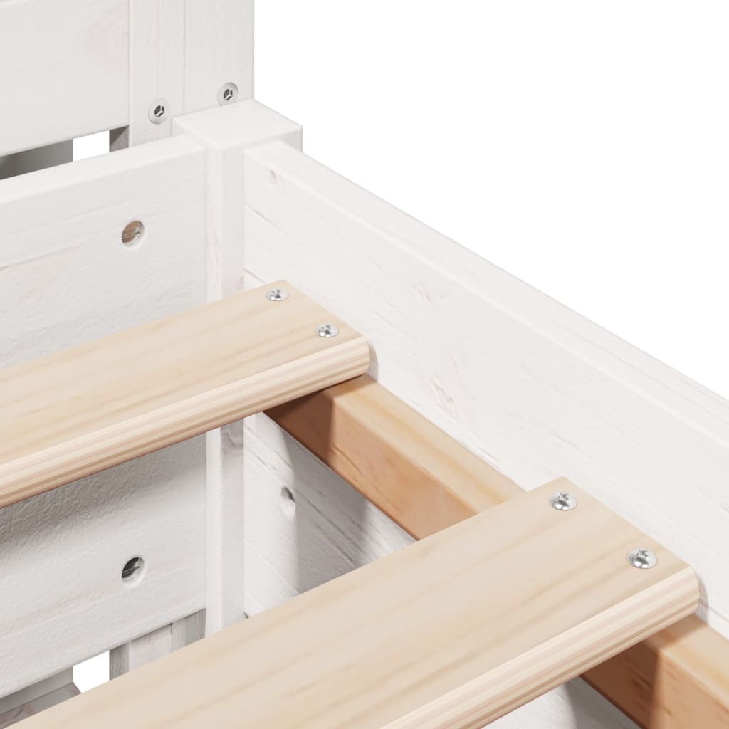 Cadre de lit sans matelas blanc 140x200 cm bois de pin massif - XIOS