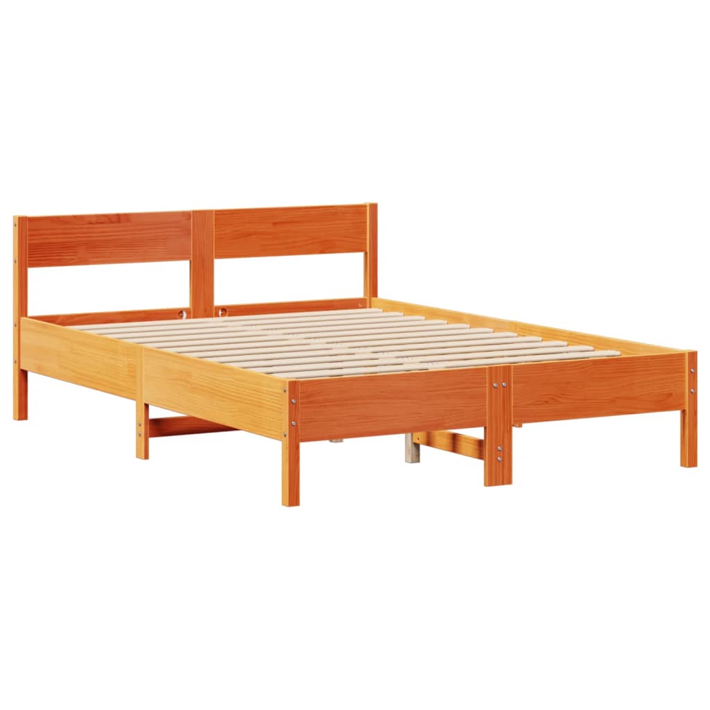 Cadre de lit sans matelas cire marron 120x200cm bois pin massif - XIOS