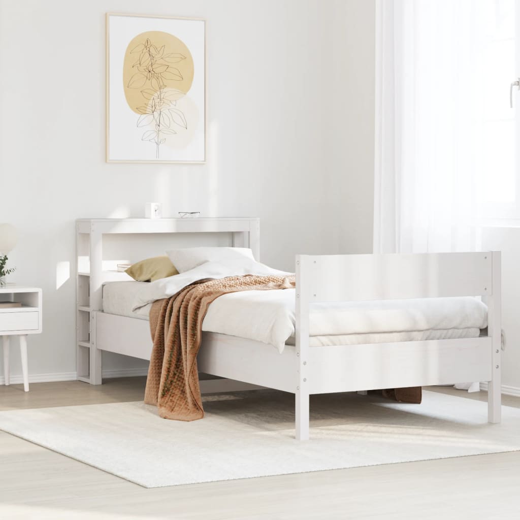 Cadre de lit sans matelas blanc 90x200 cm bois de pin massif - XIOS