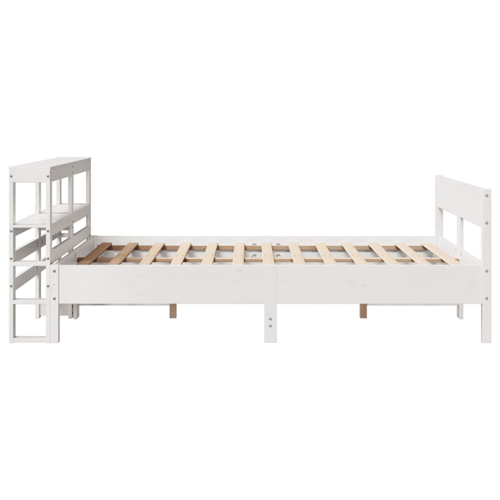 Cadre de lit sans matelas blanc 140x190 cm bois de pin massif - XIOS