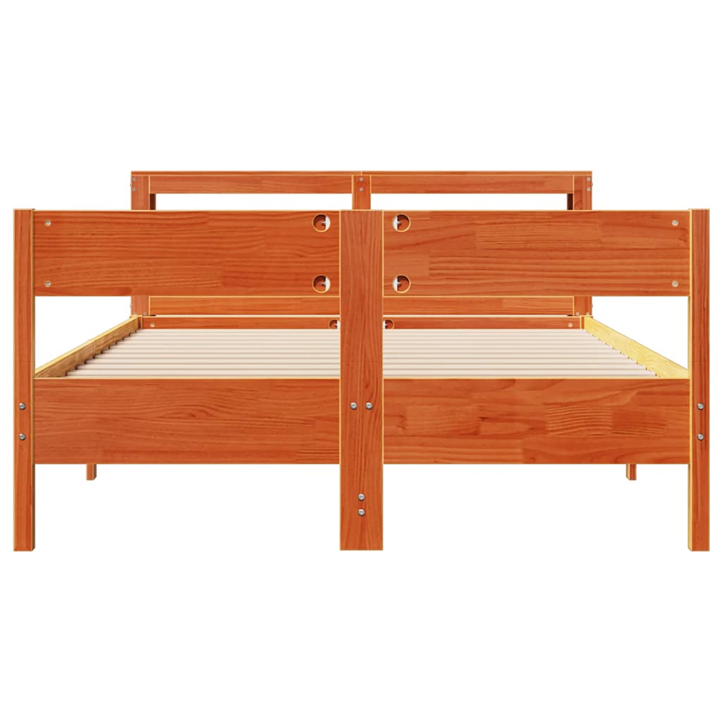 Cadre de lit sans matelas cire marron 140x190cm bois pin massif - XIOS