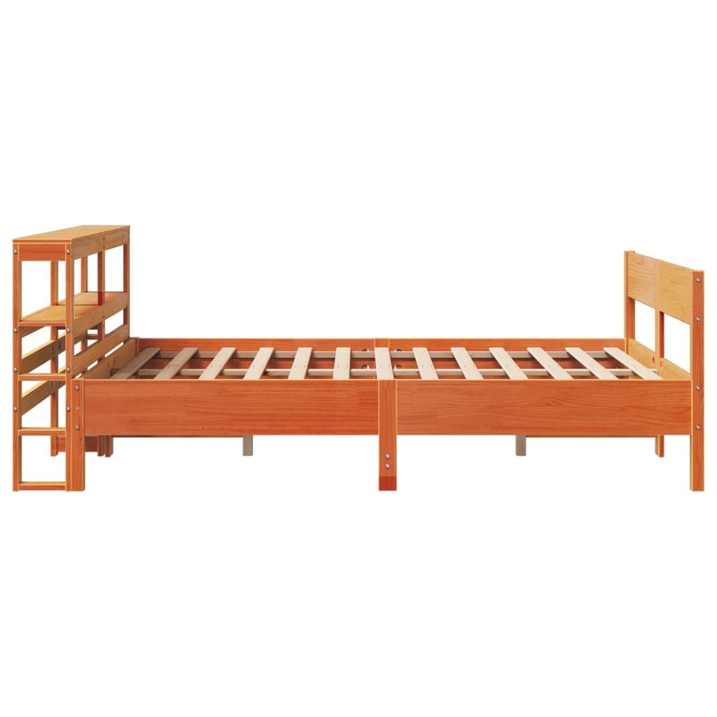 Cadre de lit sans matelas cire marron 135x190cm bois pin massif - XIOS