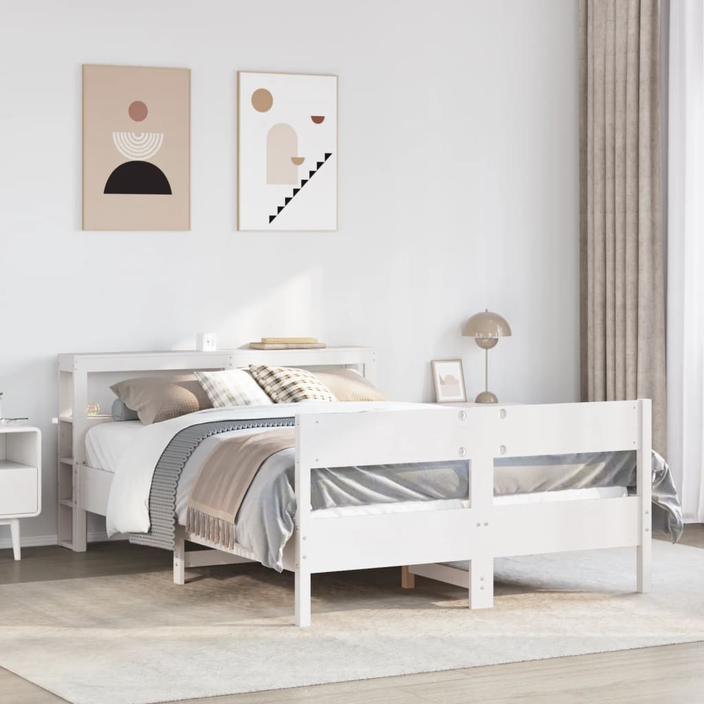 Cadre de lit sans matelas blanc 120x190 cm bois de pin massif - XIOS