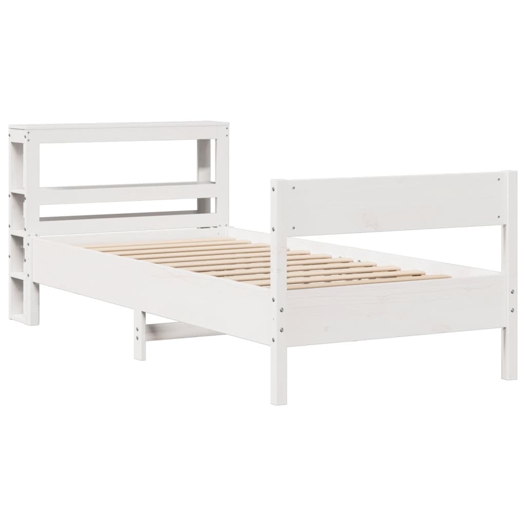 Cadre de lit sans matelas blanc 90x190 cm bois de pin massif - XIOS