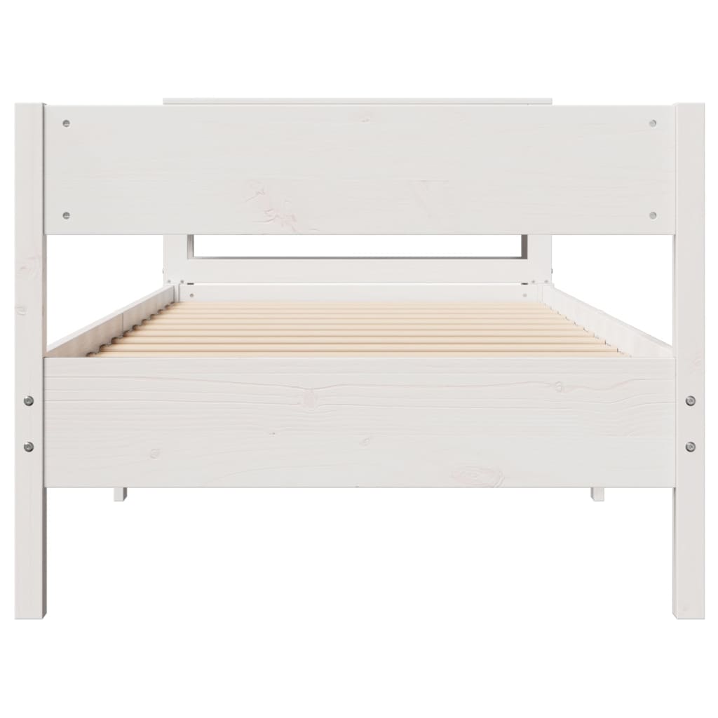 Cadre de lit sans matelas blanc 90x190 cm bois de pin massif - XIOS