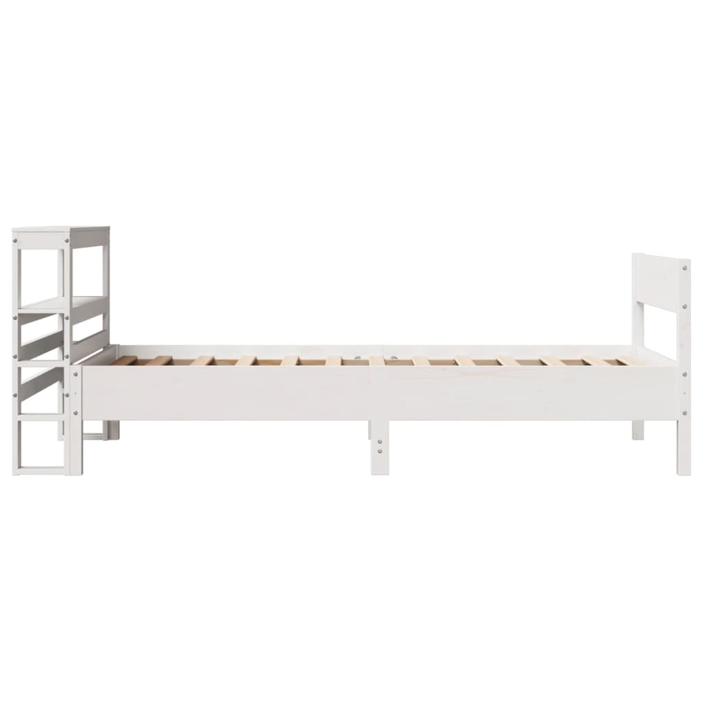 Cadre de lit sans matelas blanc 75x190 cm bois de pin massif - XIOS