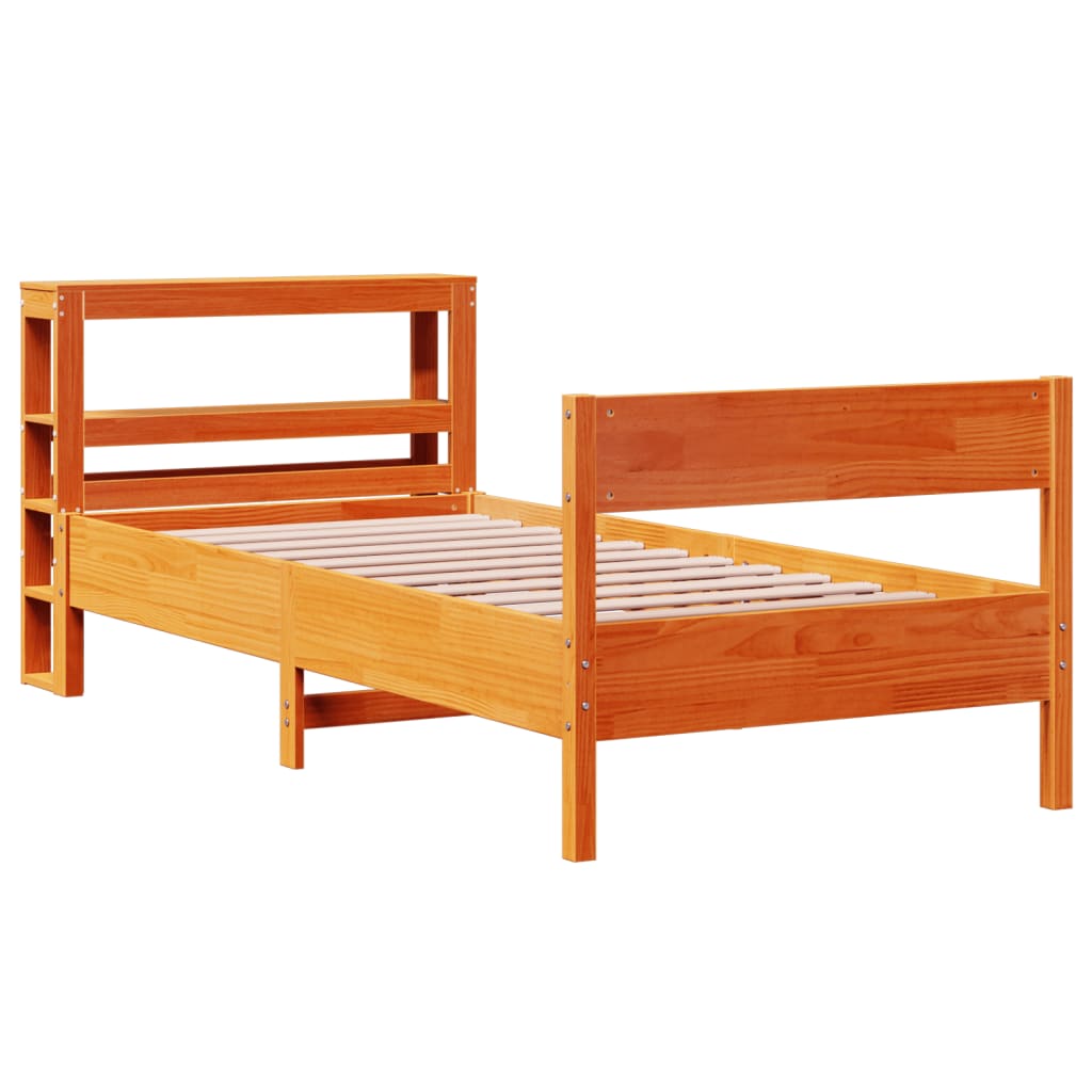 Cadre de lit sans matelas cire marron 75x190 cm bois pin massif - XIOS