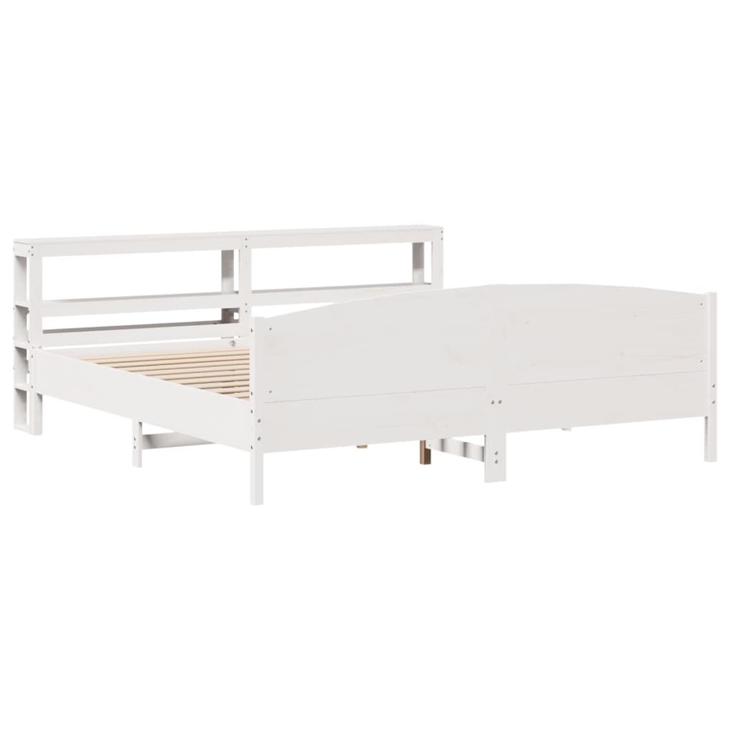 Cadre de lit sans matelas blanc 200x200 cm bois massif de pin - XIOS