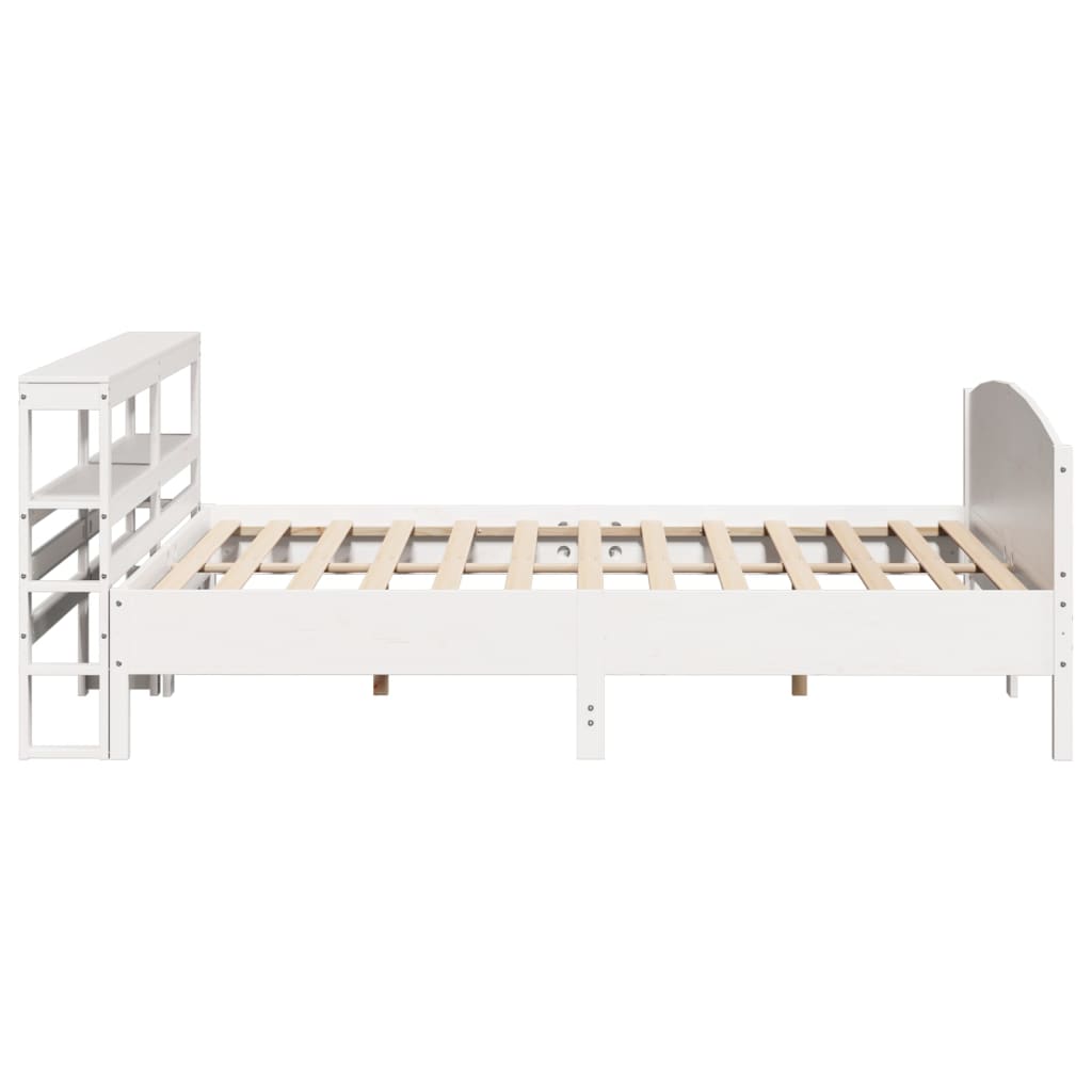 Cadre de lit sans matelas blanc 200x200 cm bois massif de pin - XIOS