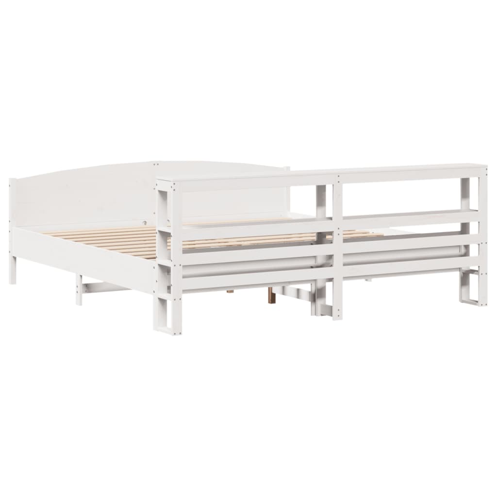 Cadre de lit sans matelas blanc 200x200 cm bois massif de pin - XIOS